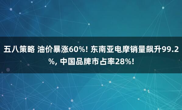 五八策略 油价暴涨60%! 东南亚电摩销量飙升99.2%, 中国品牌市占率28%!