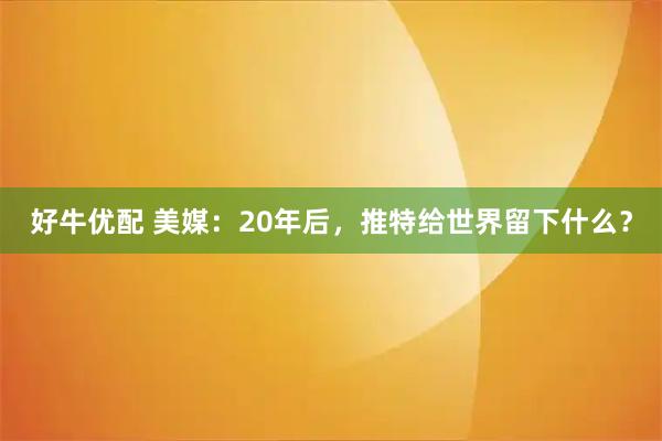 好牛优配 美媒：20年后，推特给世界留下什么？