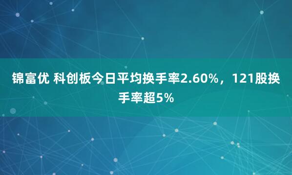 锦富优 科创板今日平均换手率2.60%，121股换手率超5%